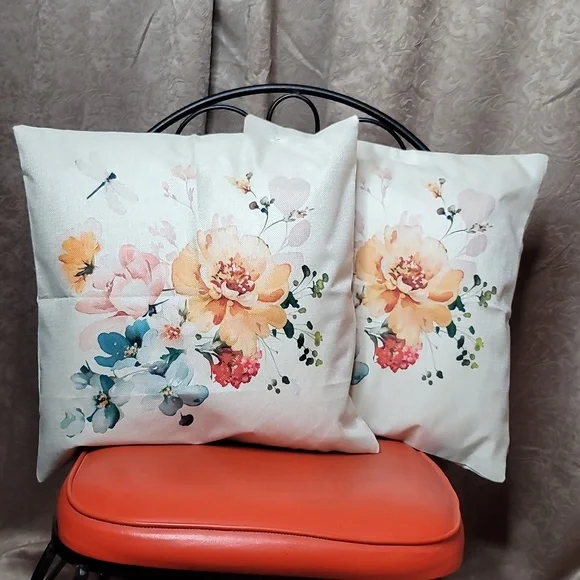 fairfield Accents Set Of Two Rustic Floral Pillows 8x18